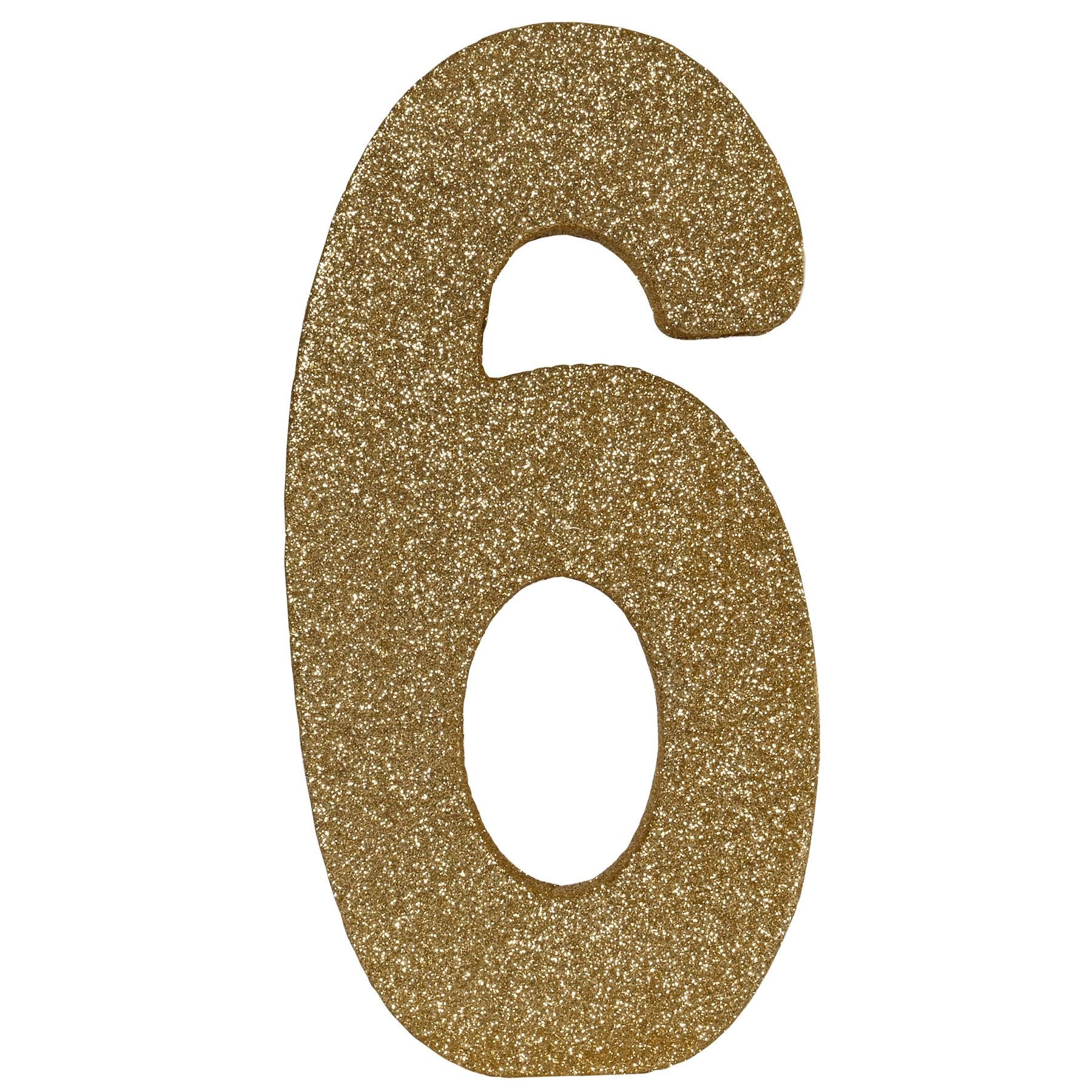 3-D Glittered 6 Birthday Centerpiece gold - 8 inch x 49 inch