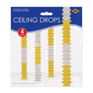 Beistle Ceiling Drops Canary & White - 4.5-inch x 14.5-feet Size - General Occasion Ceiling Decor