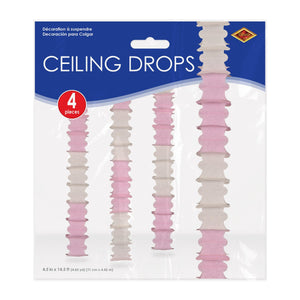 Beistle Ceiling Drops Pink & White - 4.5-inch x 14.5-feet Size - General Occasion Ceiling Decor