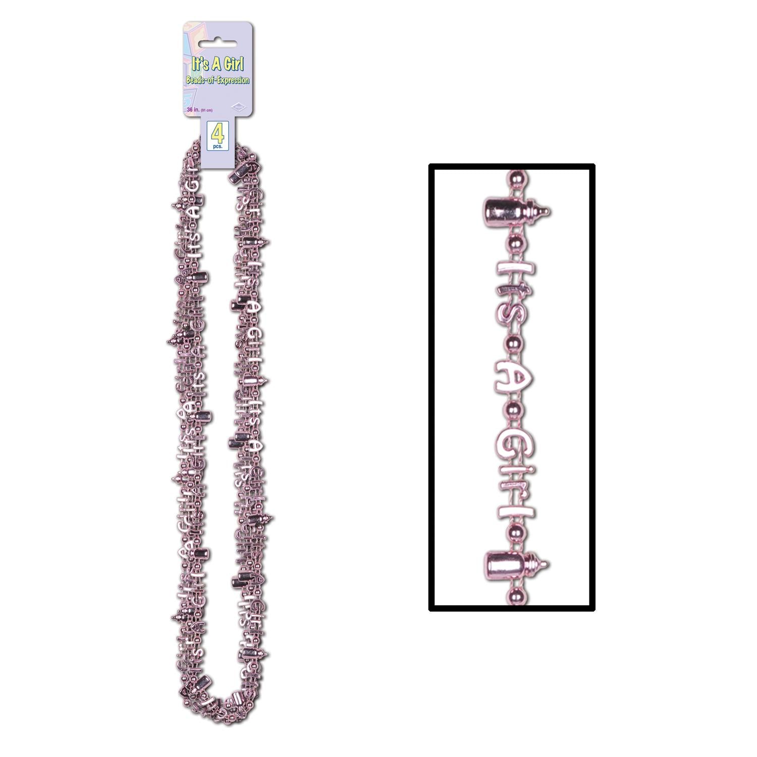 Beistle It's A Girl Bead Necklaces (4/Pkg)