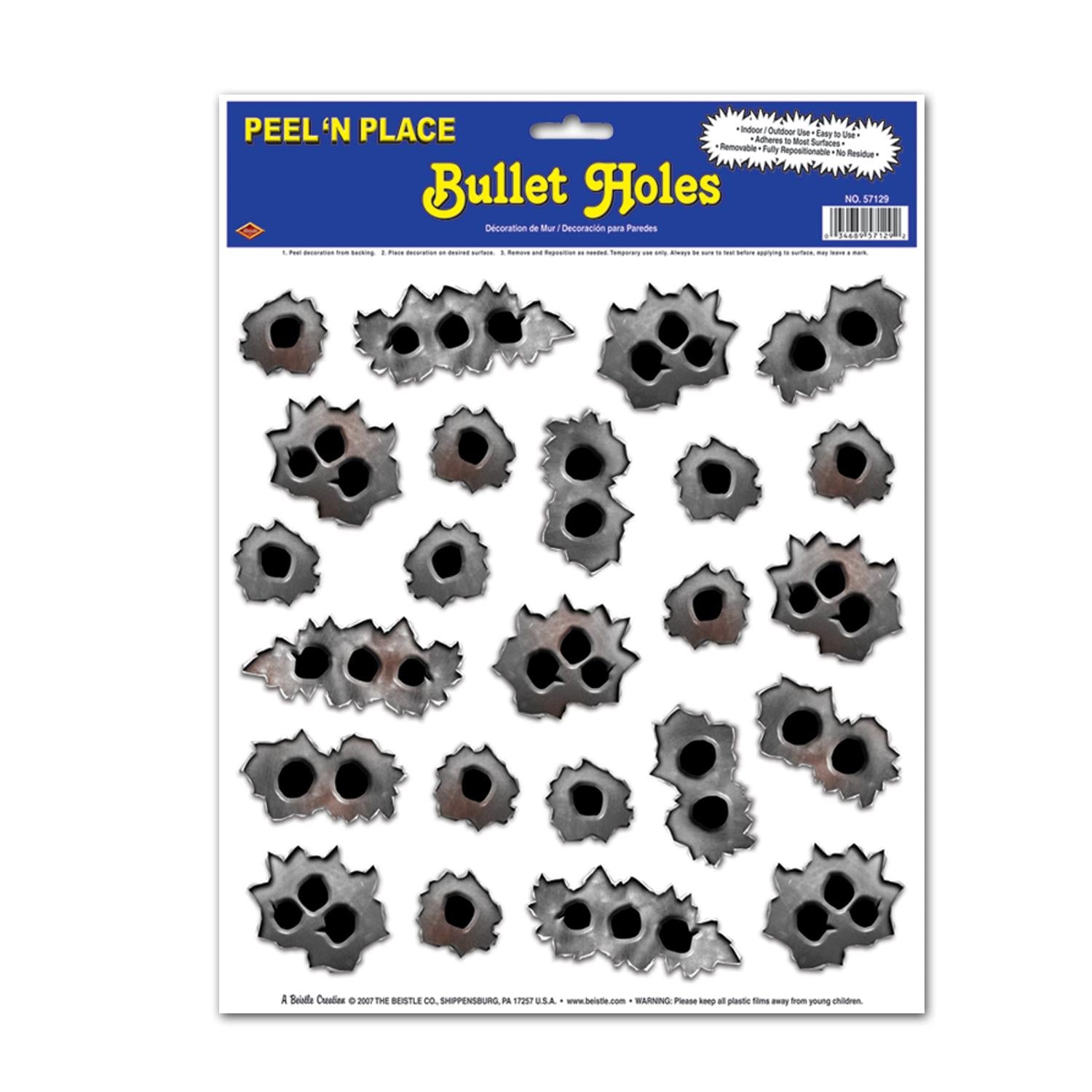 Beistle Bullet Holes Party Peel 'N Place Clings (24/Sheet)