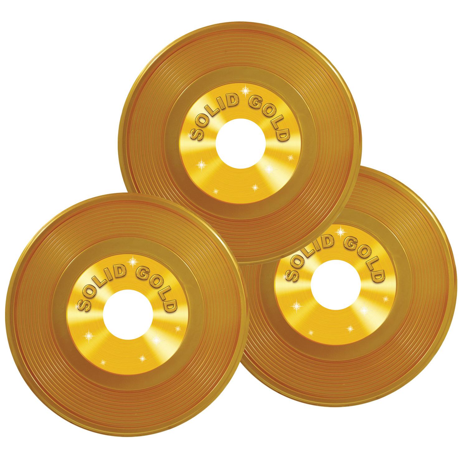 Beistle Gold Plastic Records Party Decoration (3/Pkg)