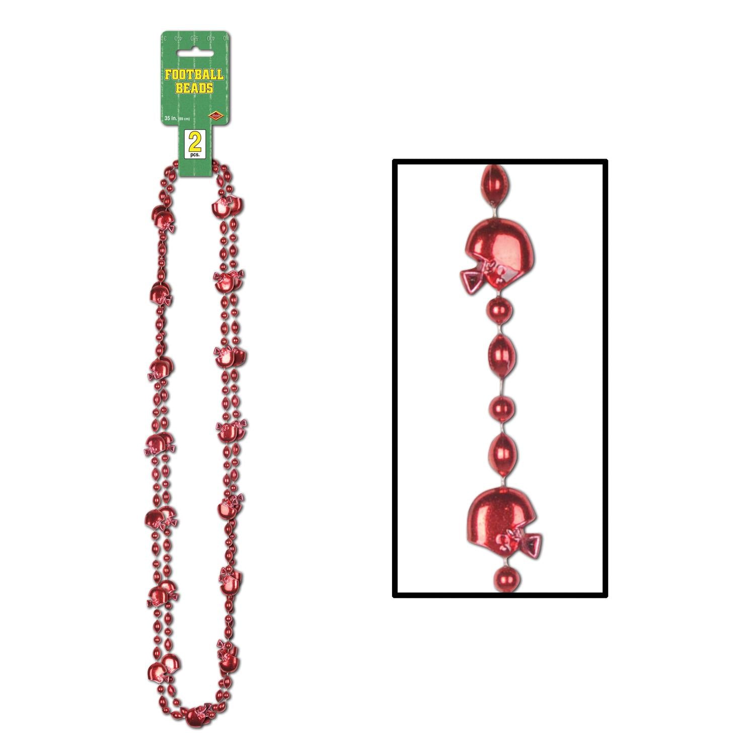 Beistle Football Party Bead Necklaces - red (2/pack)