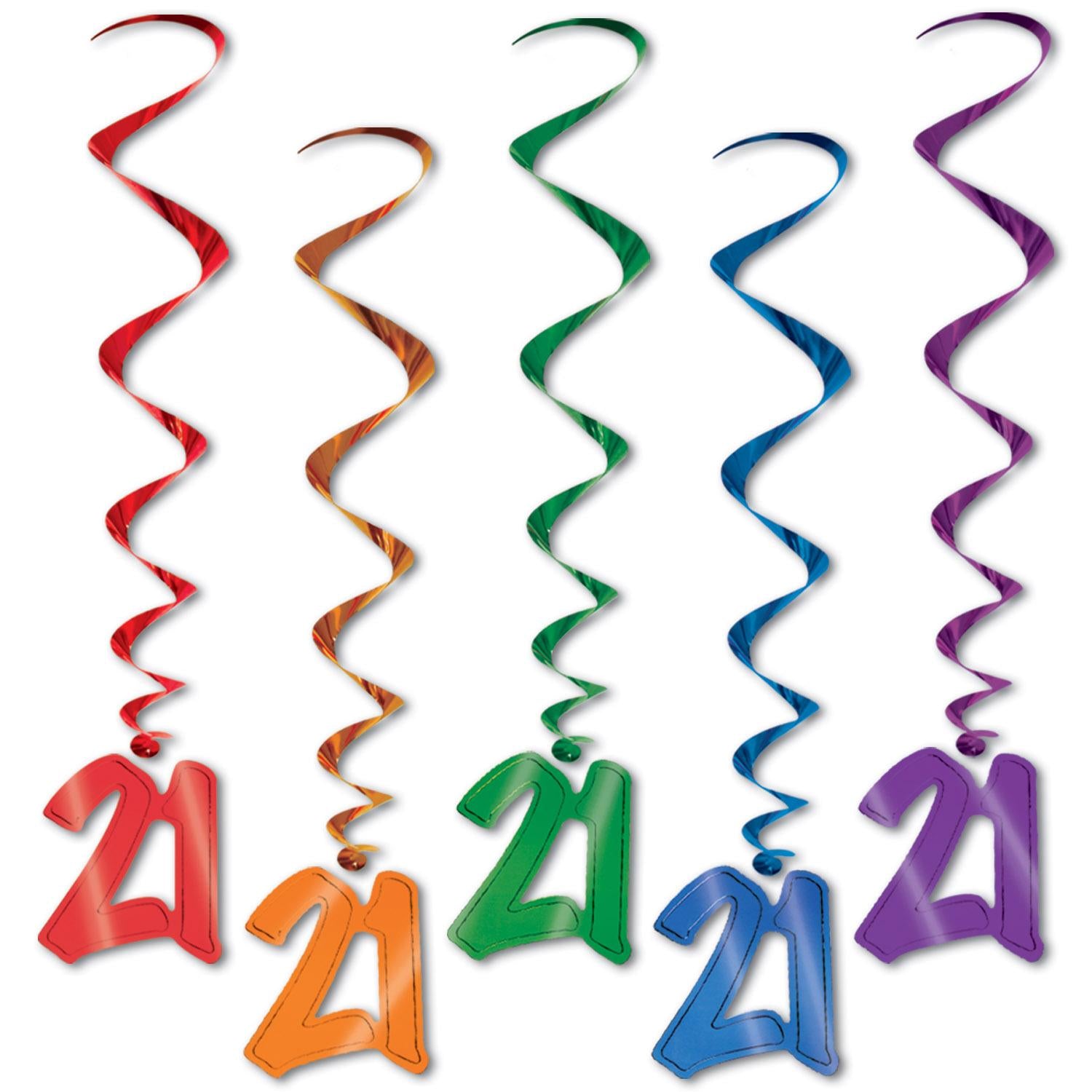 Beistle 21st Birthday Party Whirls Assorted Colors (5/Pkg)