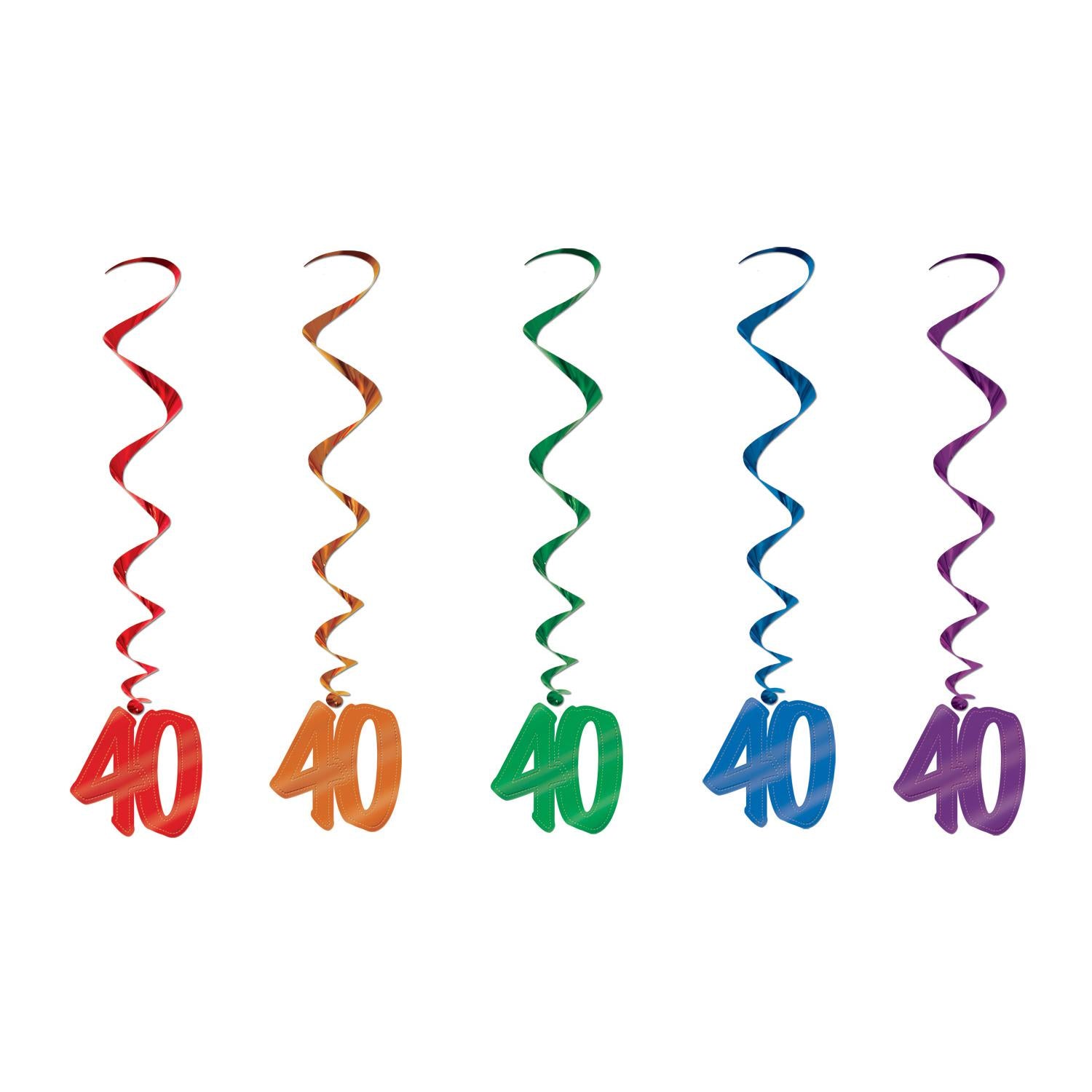 Beistle 40th Birthday Party Whirls- Multicolor (5/Pkg)