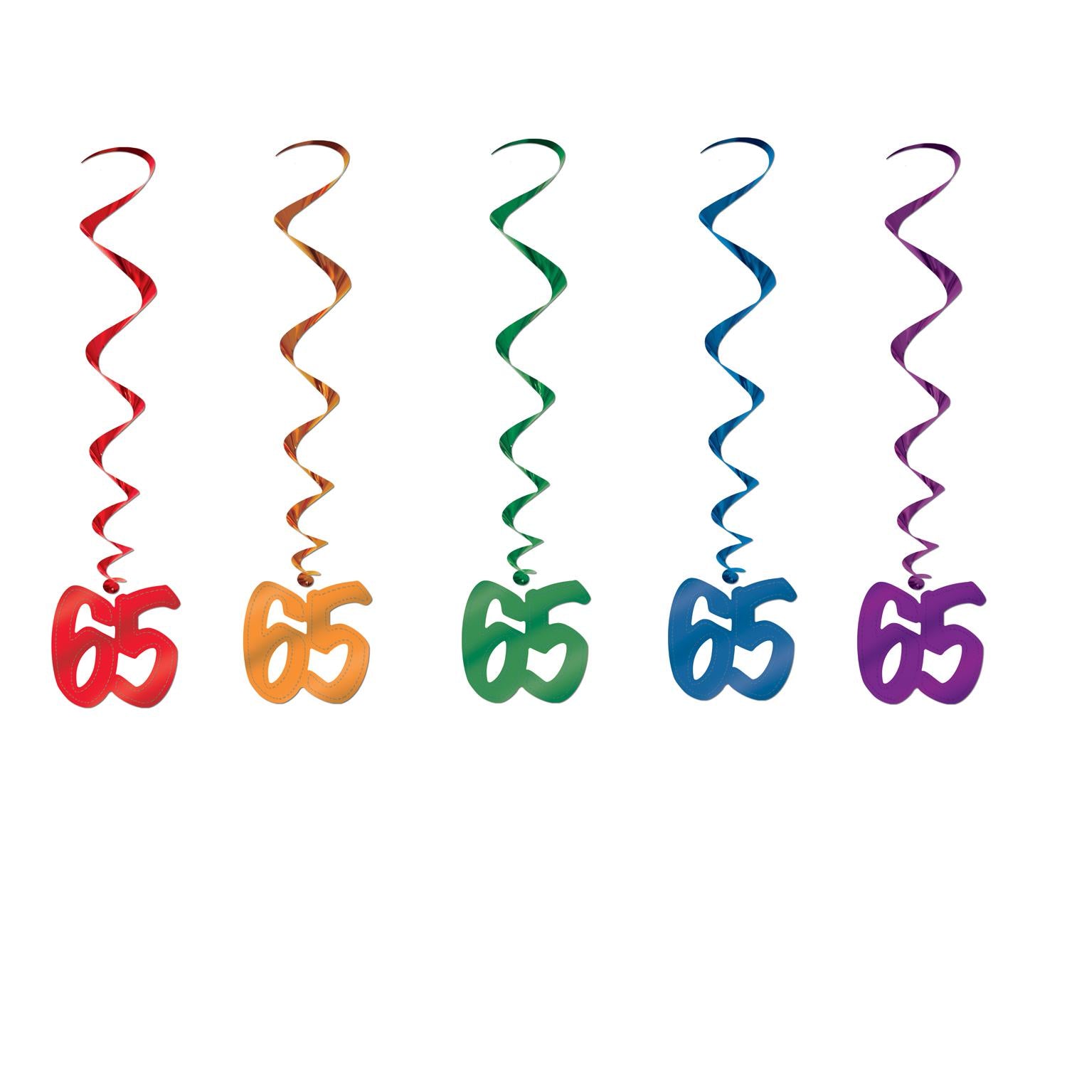 Beistle 65th Birthday Party Whirls (5/Pkg)