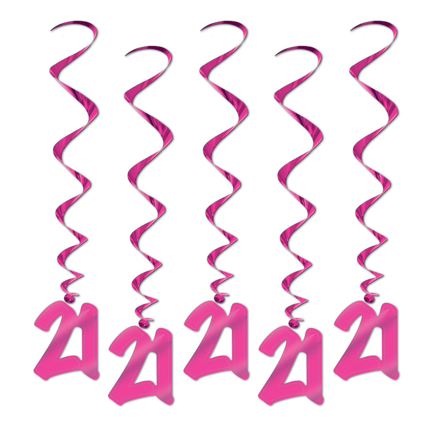 Beistle 21st Birthday Party Whirls Pink (5/Pkg)