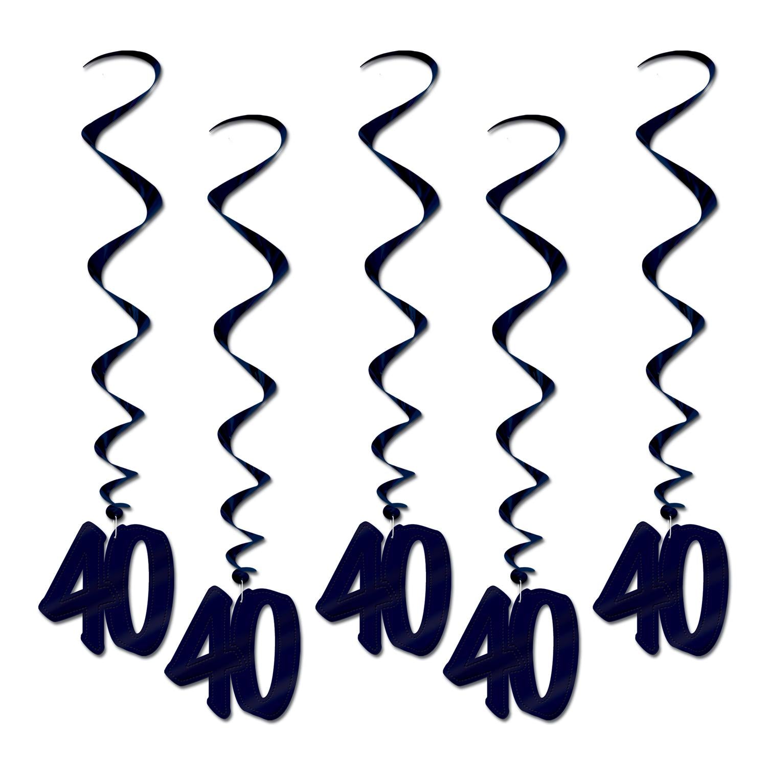 Beistle 40th Birthday Party Whirls- Black (5/Pkg)