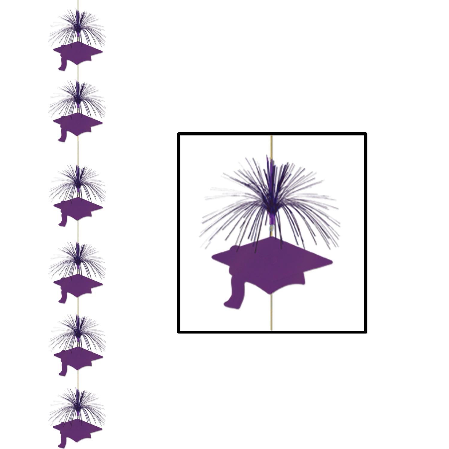 Beistle Grad Cap Graduation Party Firework Stringer - purple