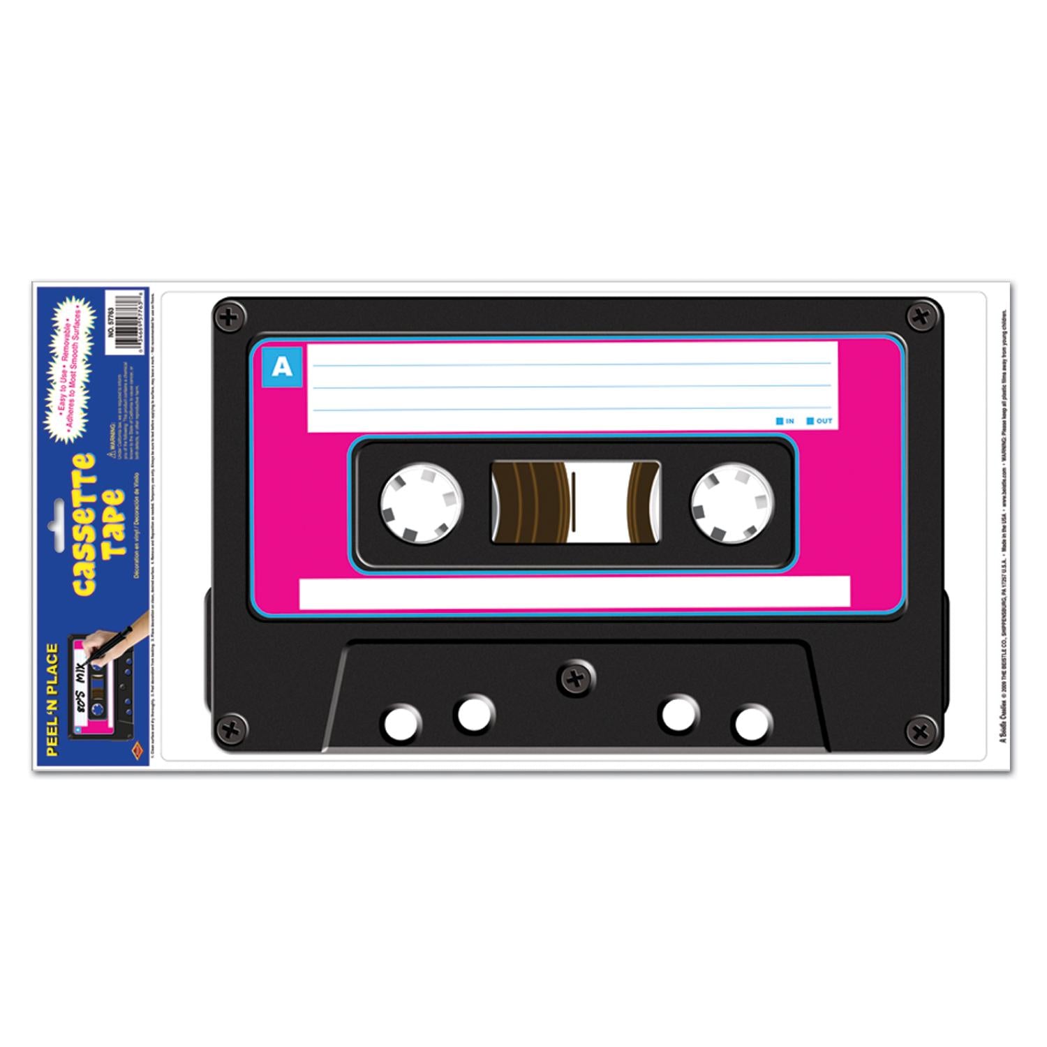 Beistle Cassette Tape Peel 'N Place Clings Party Decor