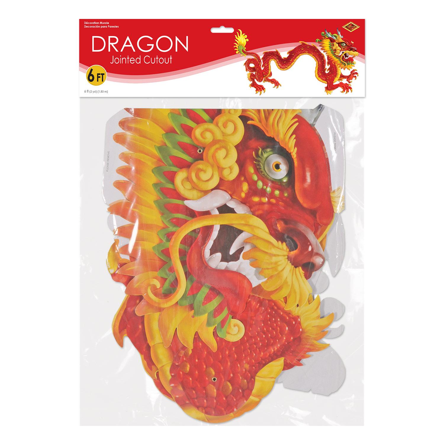 6 ft. Beistle Jointed Dragon Party Decoration-Red