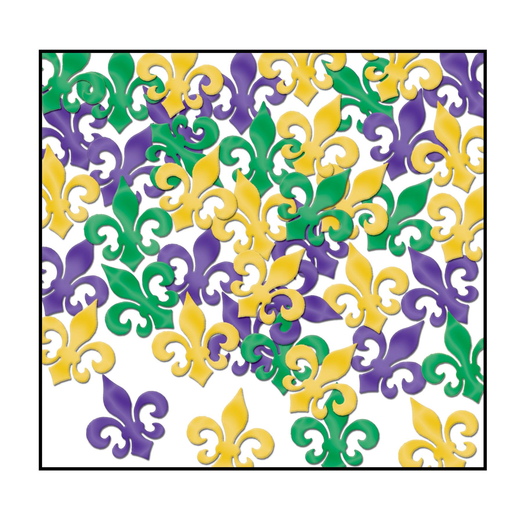 Mardi Gras Confetti Fleur De Lis gold - green - purple (1 Oz/Pkg)