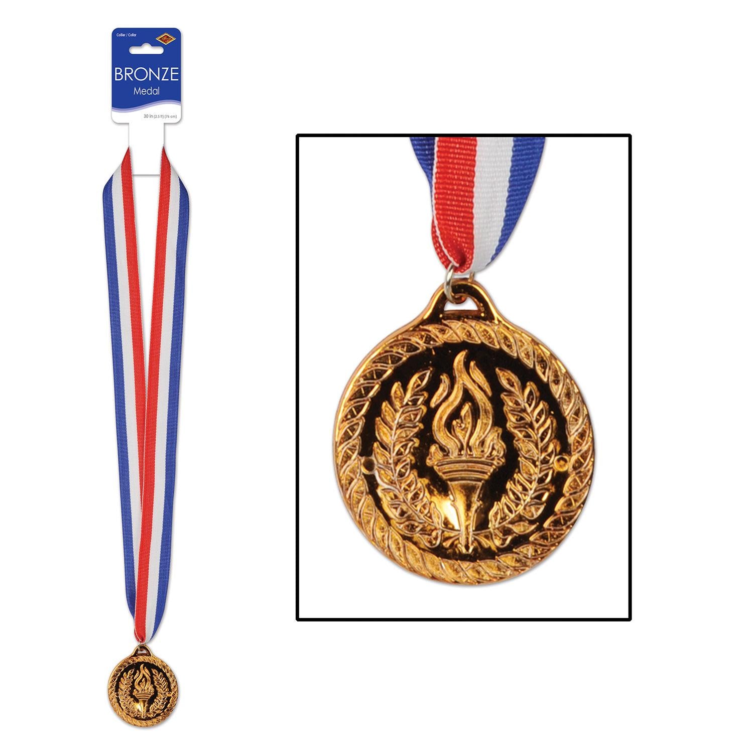 Beistle Bronze Medal with Ribbon (2 Inch Medal)