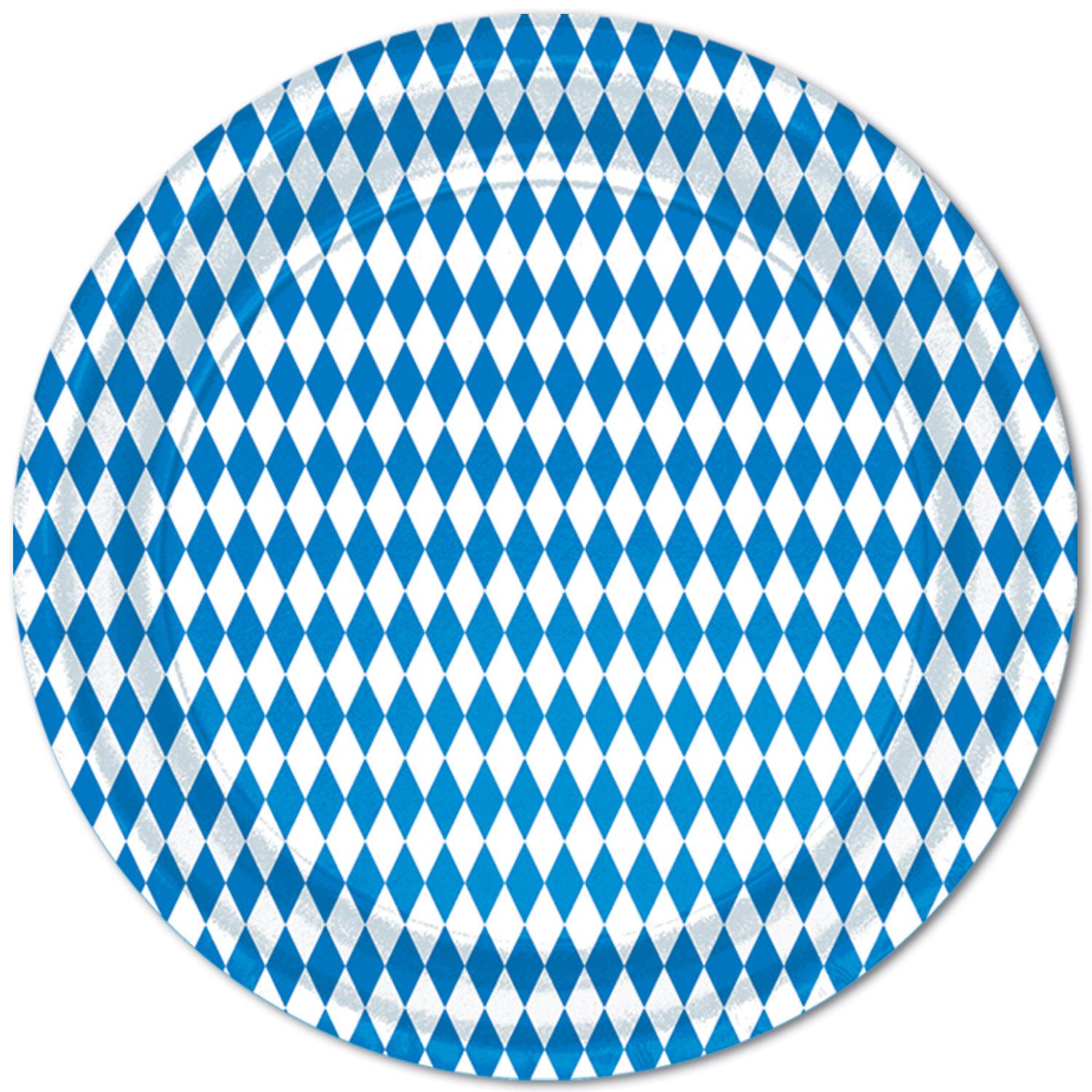 Beistle Oktoberfest Blue & White Paper Plates 9 inch, 8/Pkg