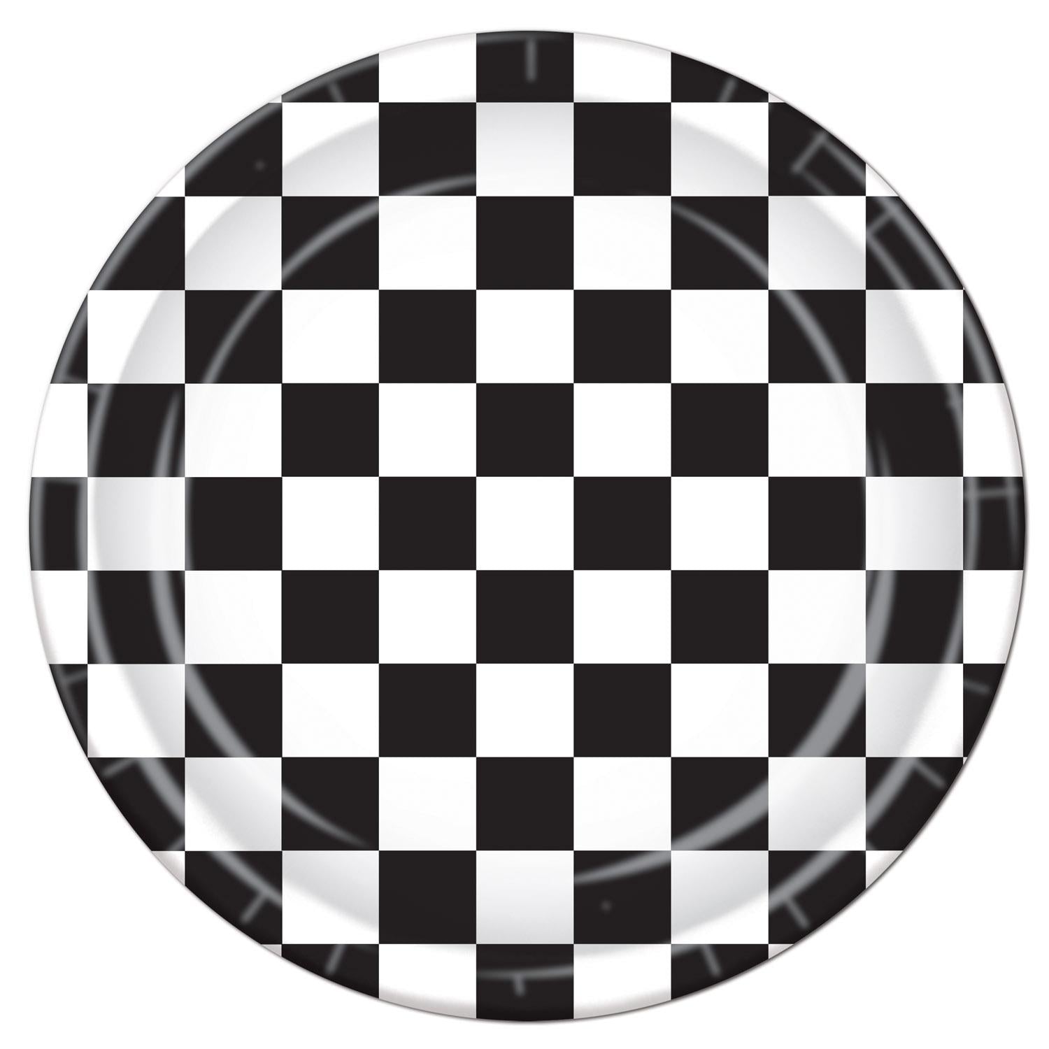 Black and White Checkered Party Paper Plates 9 inch (8/Pkg)