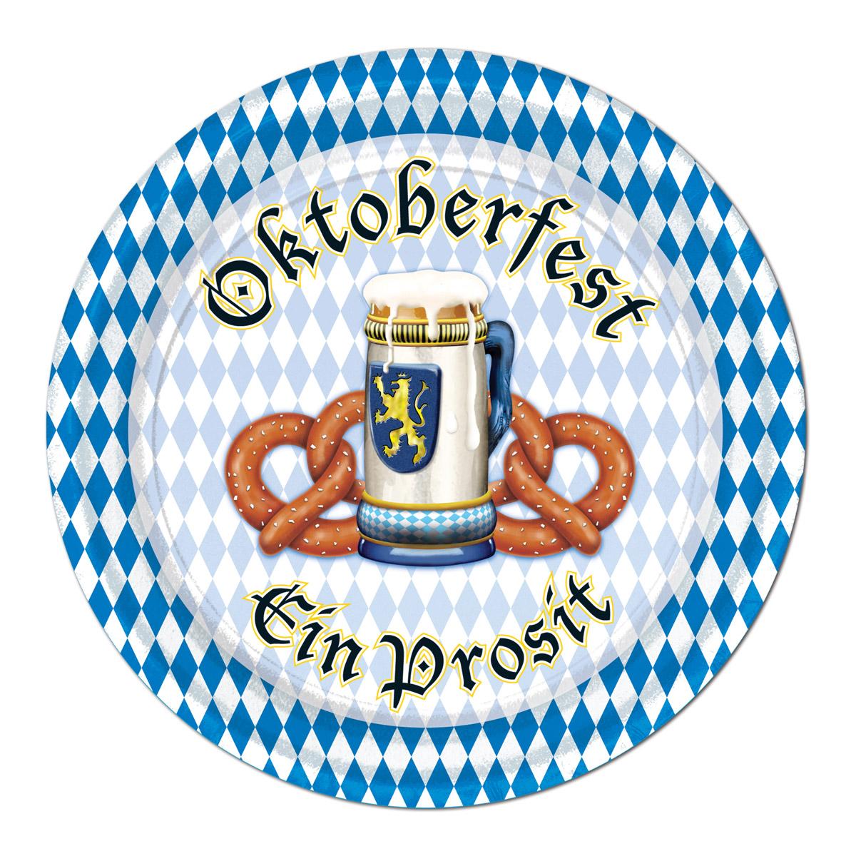 Beistle Oktoberfest Theme Paper Plates 7 inch, 8/Pkg