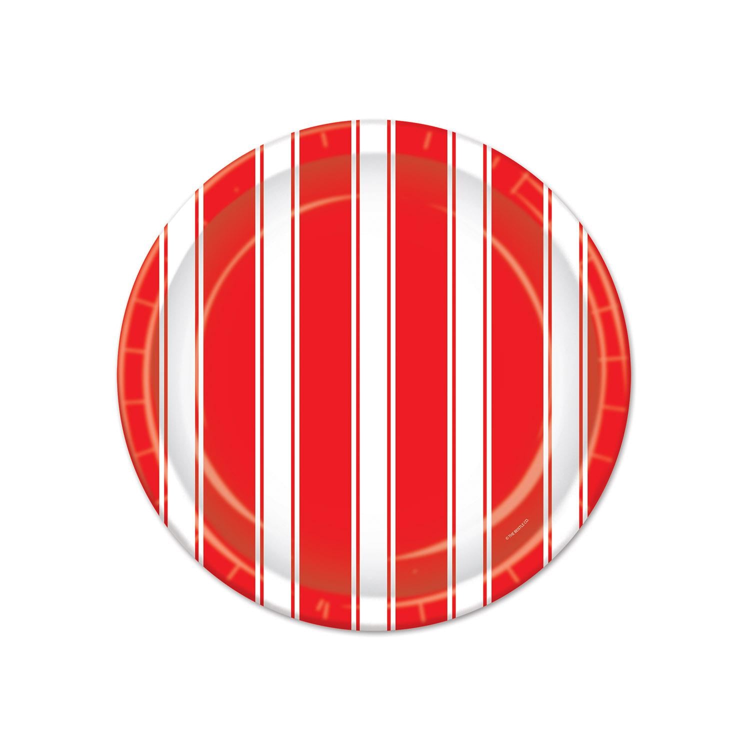 Beistle Red & White Stripes Party Paper Plates 7 inch, 8/Pkg