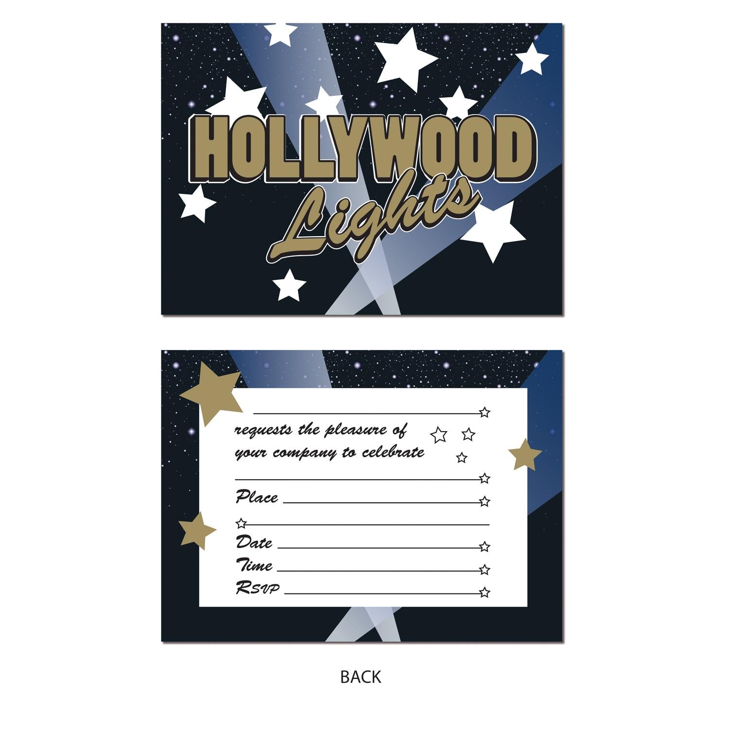 Beistle Hollywood Lights Party Invitations (8/Pkg)