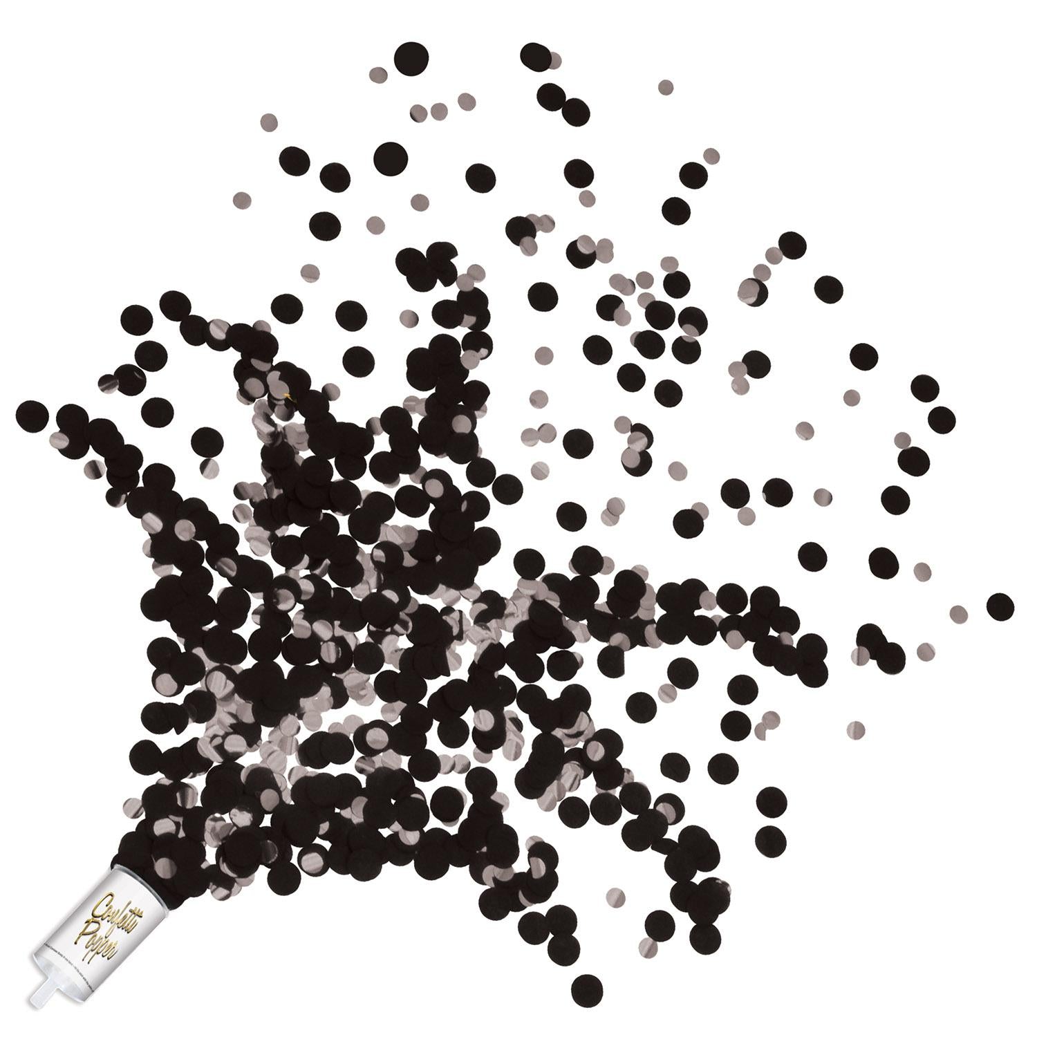 Push Up Confetti Party Poppers - black & silver (8/Pkg)