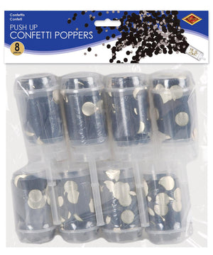 Bulk Black and Silver Push Up Confetti Poppers (Case of 96) by Beistle