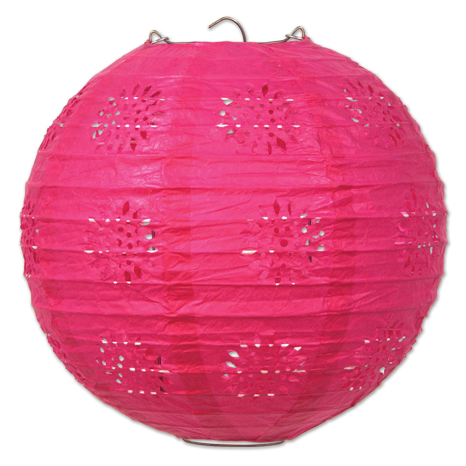 Beistle Party Lace Paper Lanterns cerise (3/Pkg)