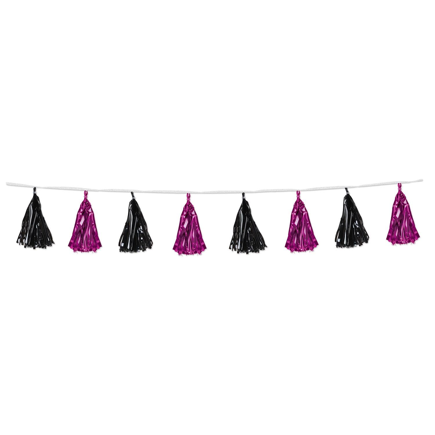 Beistle Metallic Tassel Garland - cerise & black