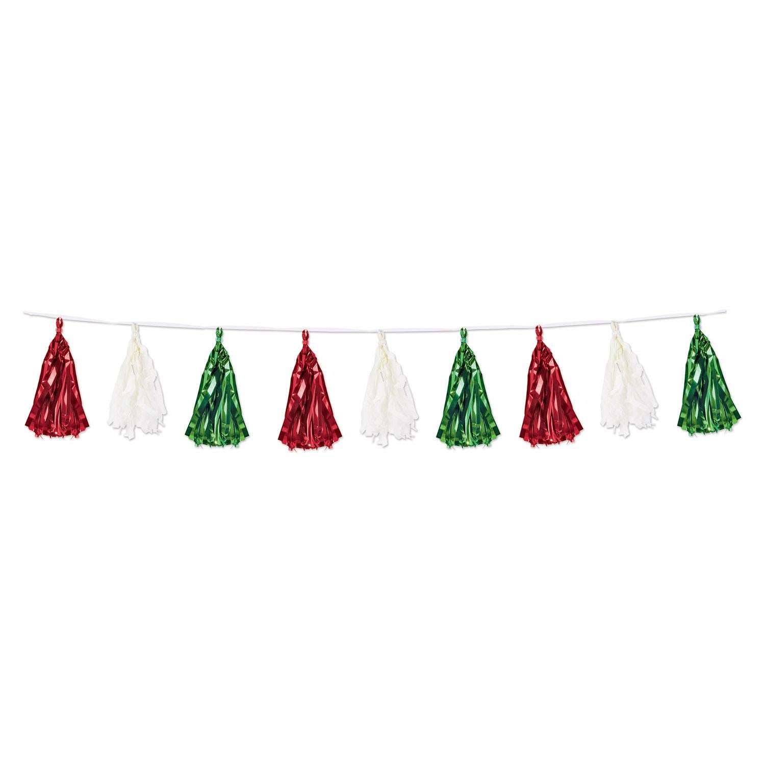 Fiesta Metallic & Tissue Tassel Garland - red - white - green