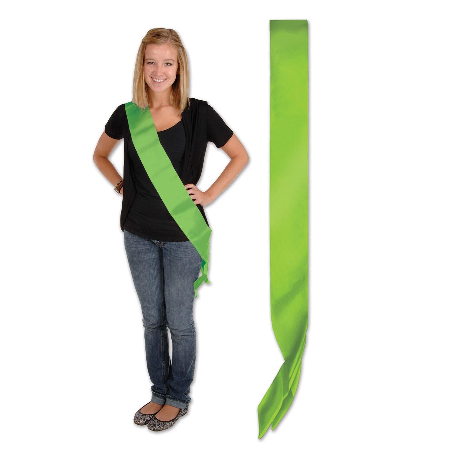 Beistle Satin Sash - lime green