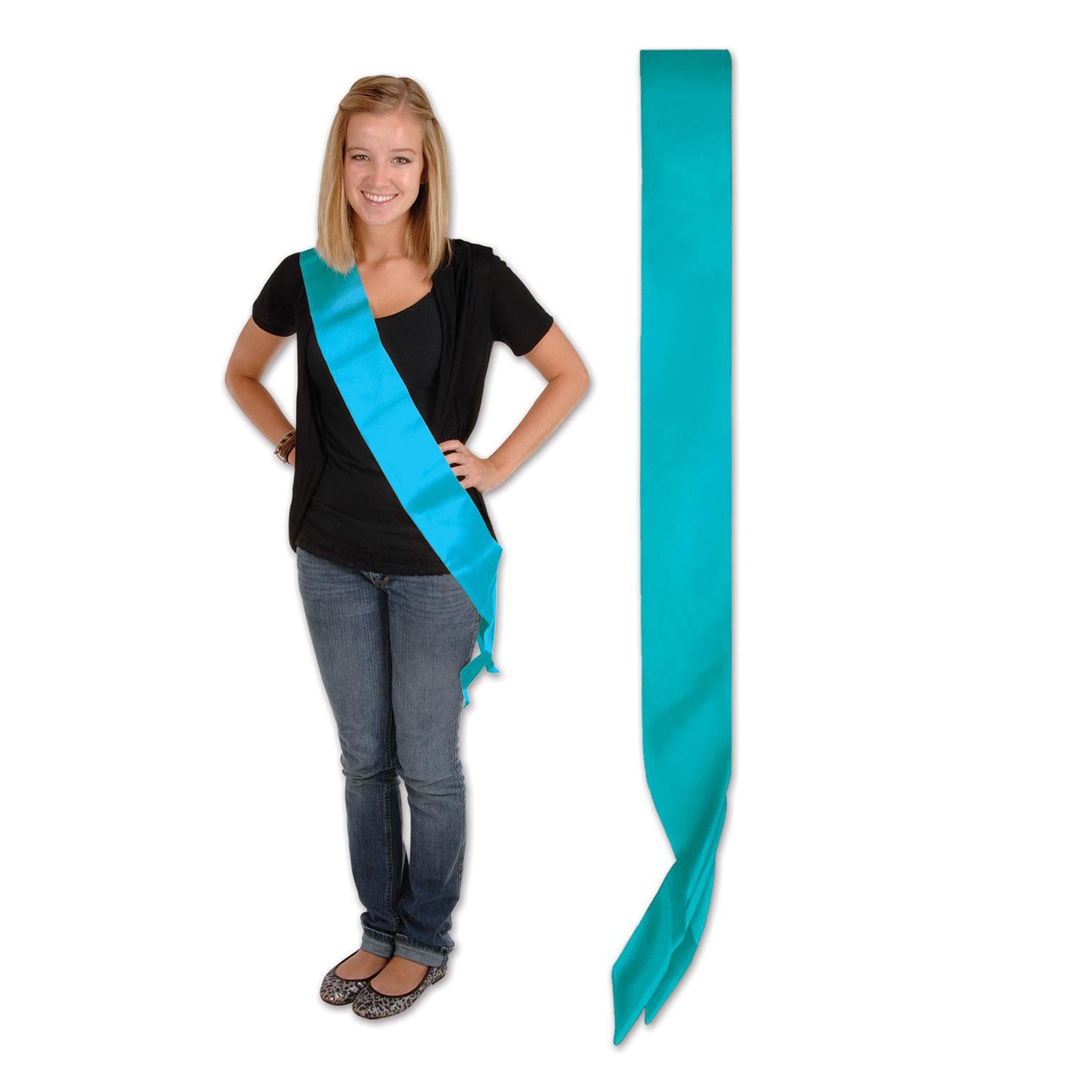 Beistle Satin Sash - turquoise