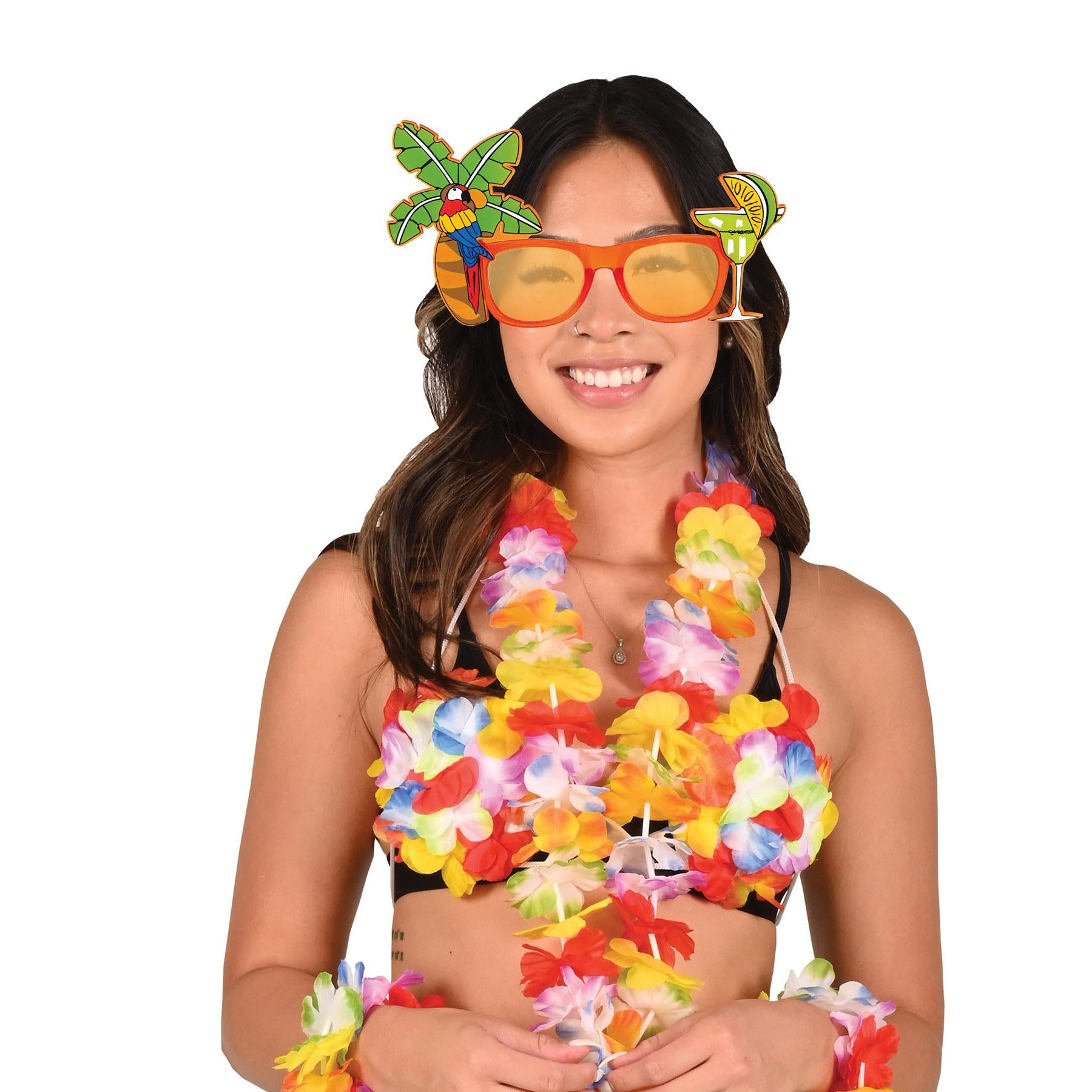 Beistle Luau Party Palm Tree & Parrot Fanci-Frame Glasses