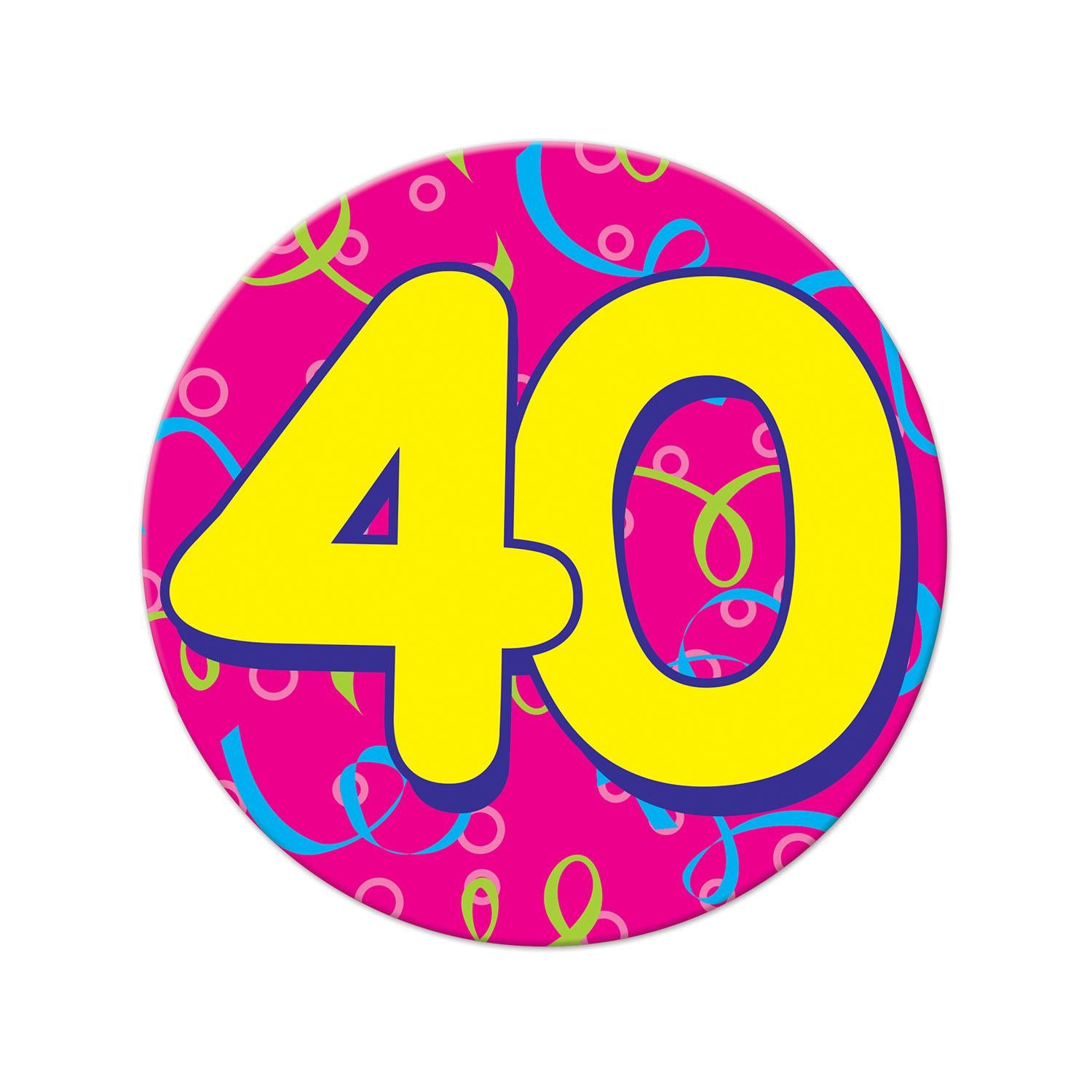 Beistle Jumbo 40th Birthday Party Button