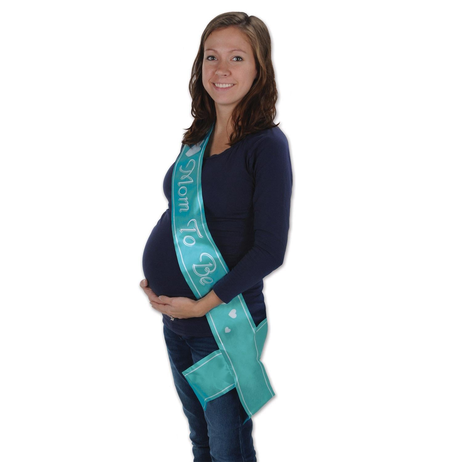 Beistle Mom To Be Satin Sash - turquoise