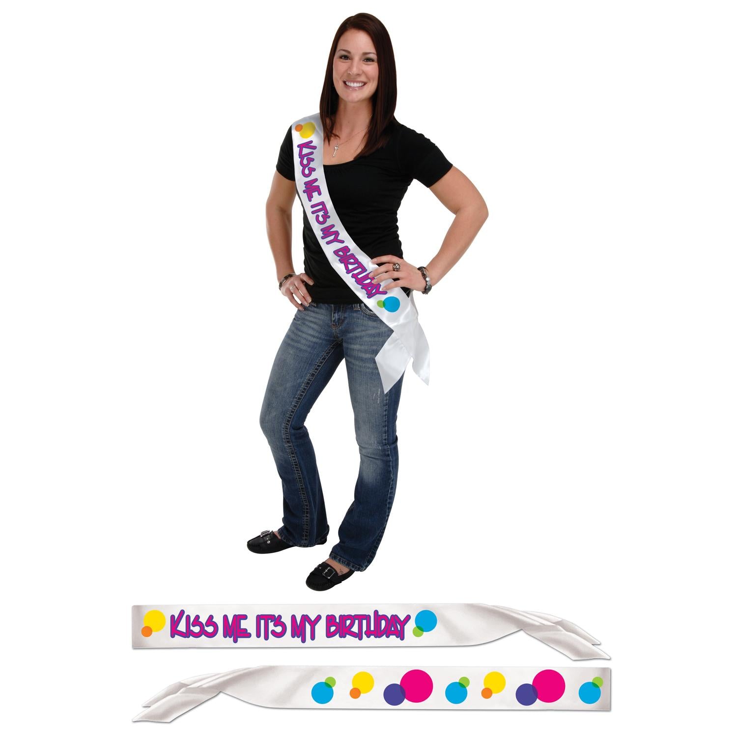 Beistle Kiss Me It's My Birthday Party Satin Sash