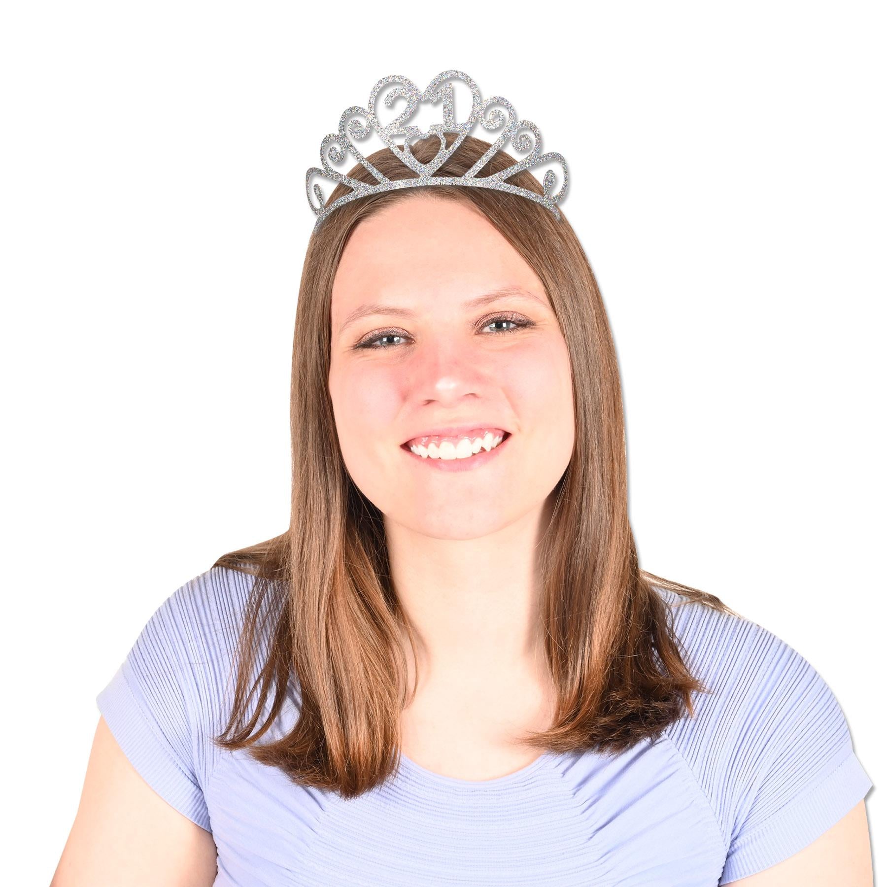 Beistle Glittered Metal 21st Birthday Party Tiara