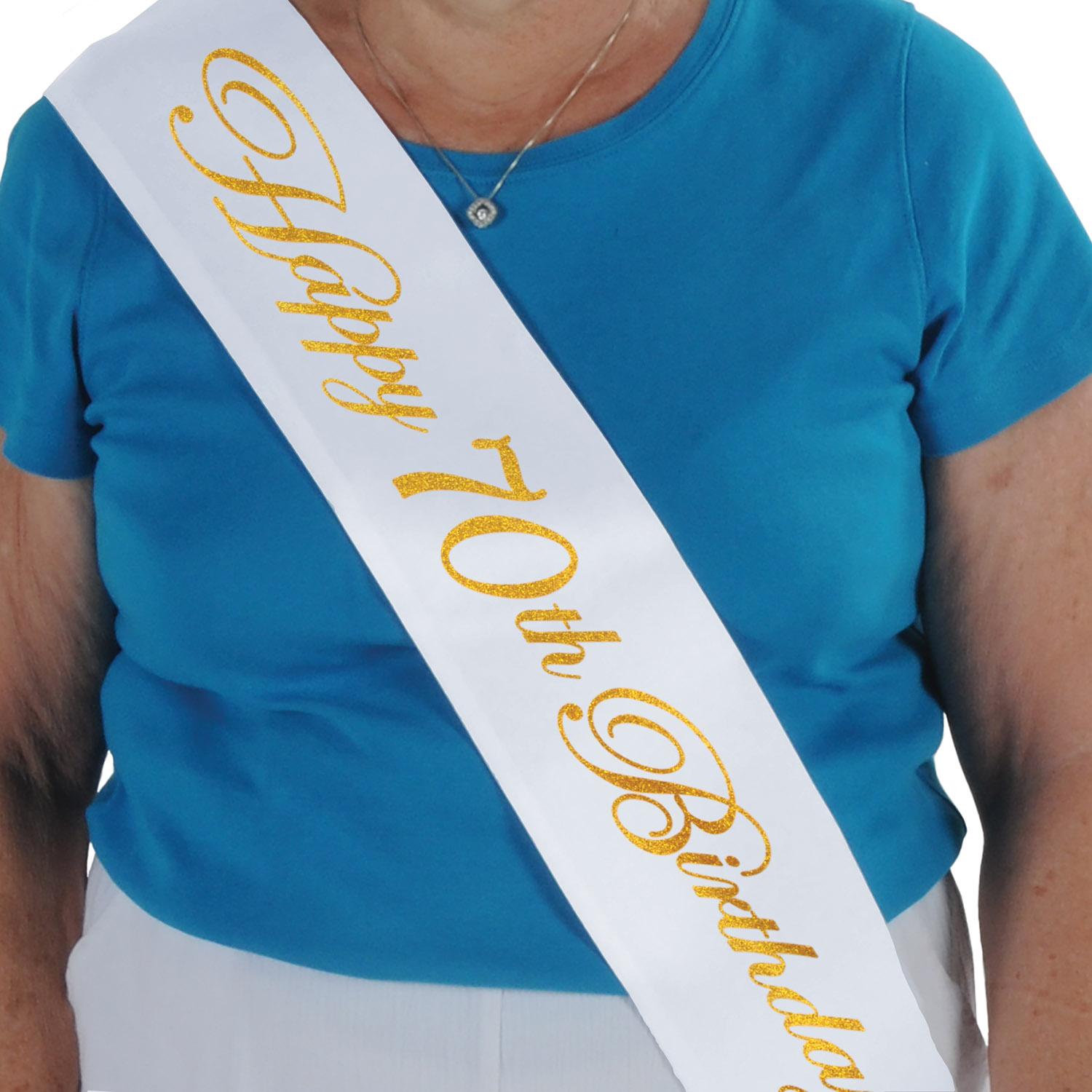 Beistle Glittered Happy 70th Birthday Satin Sash