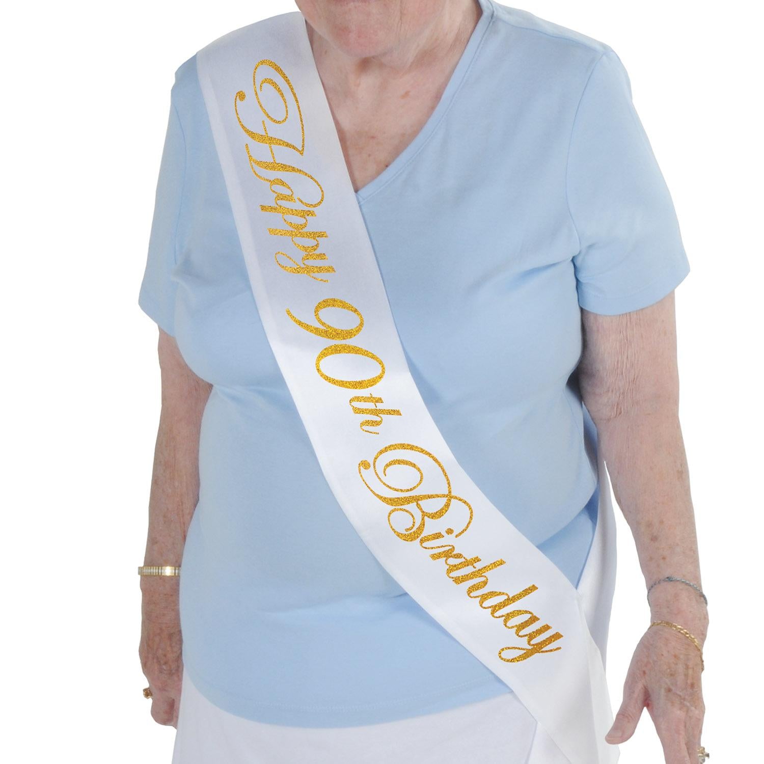 Beistle Glittered Happy 90th Birthday Satin Sash