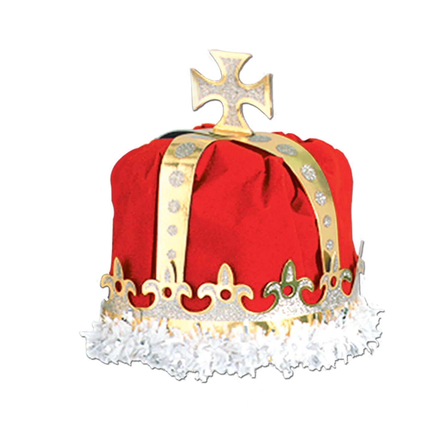 Beistle Royal King's Crown - red - velvet-textured