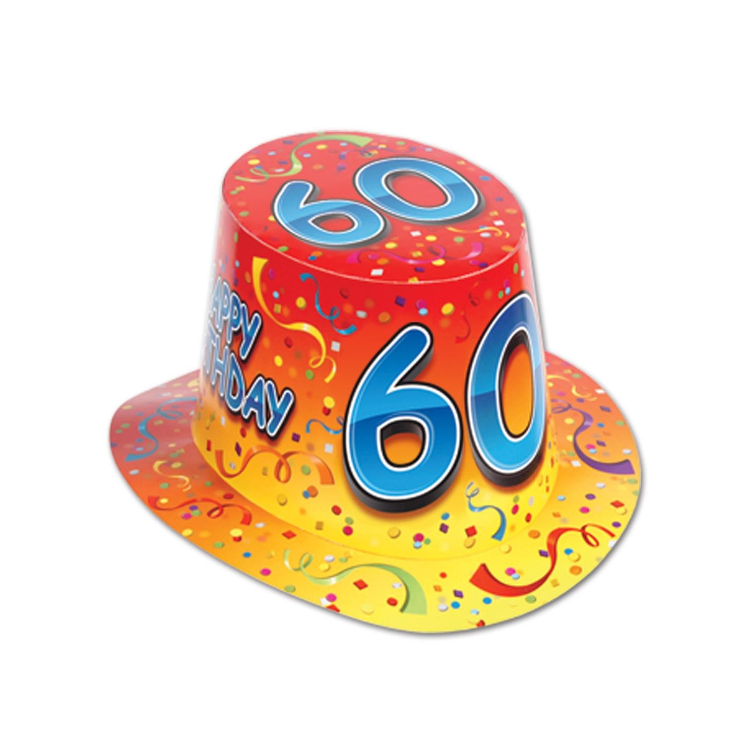 Beistle Happy 60th Birthday Party Hi-Hat- Red and Orange