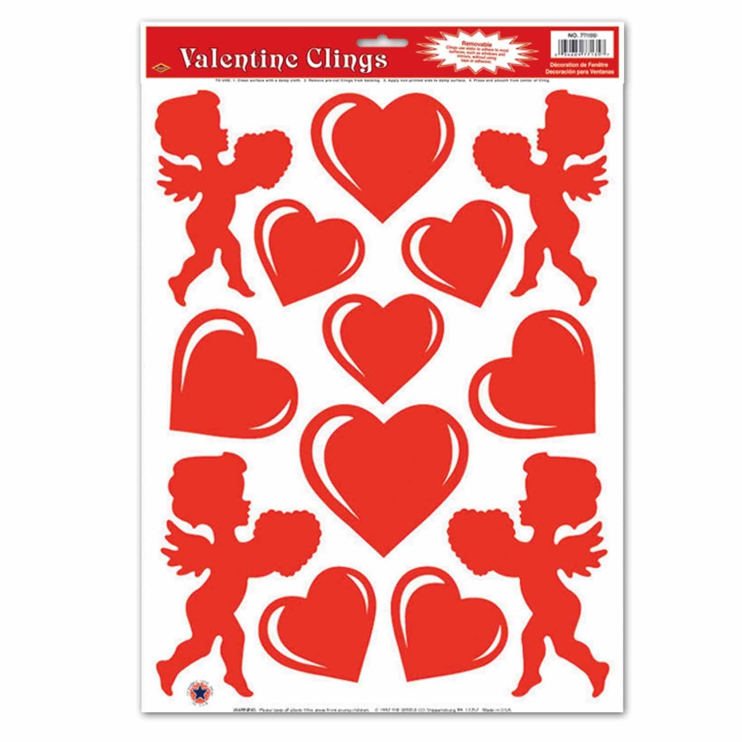 Beistle Valentine's Day Heart & Cupid Clings (13/Sheet)