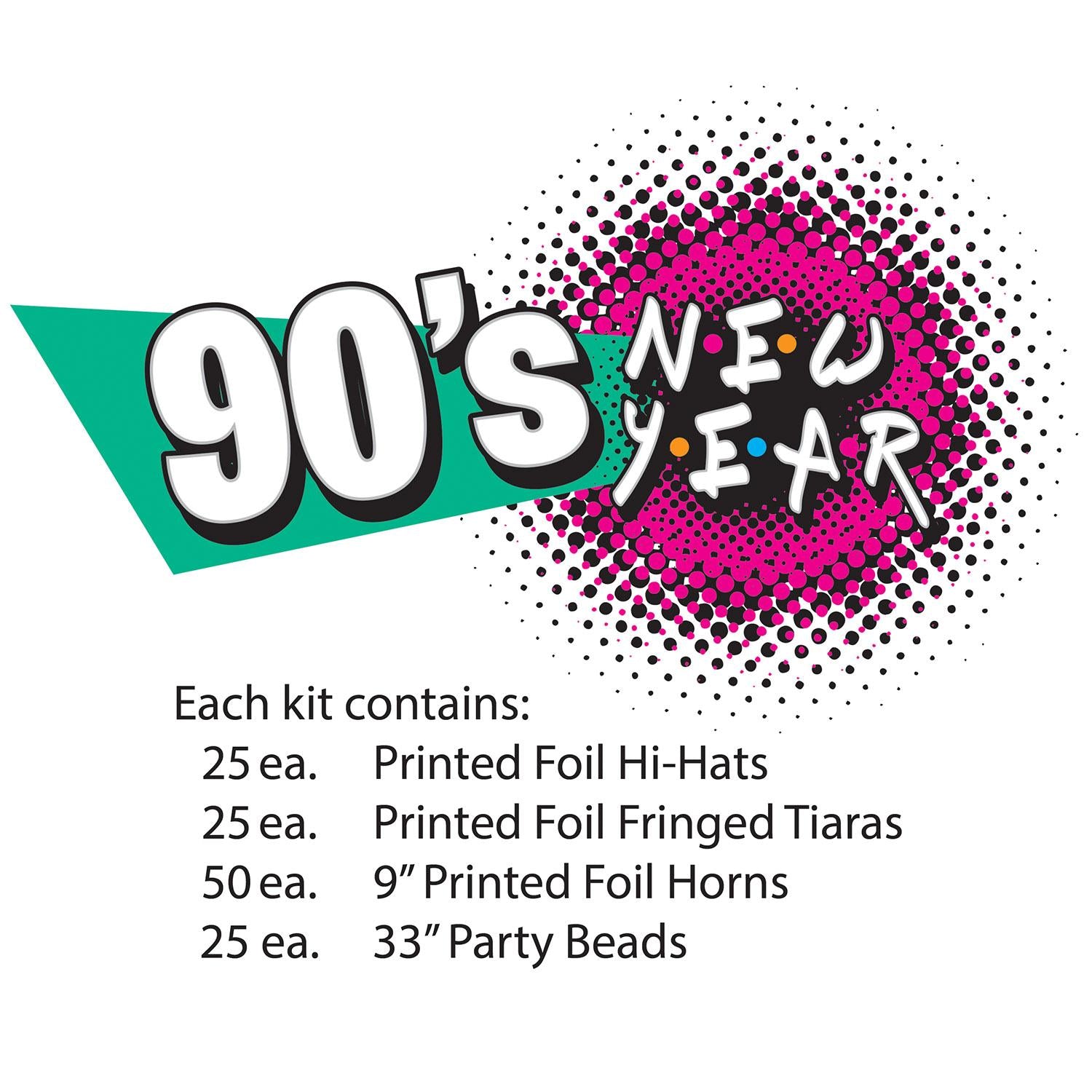 Beistle 90's New Year Party Kit for 50