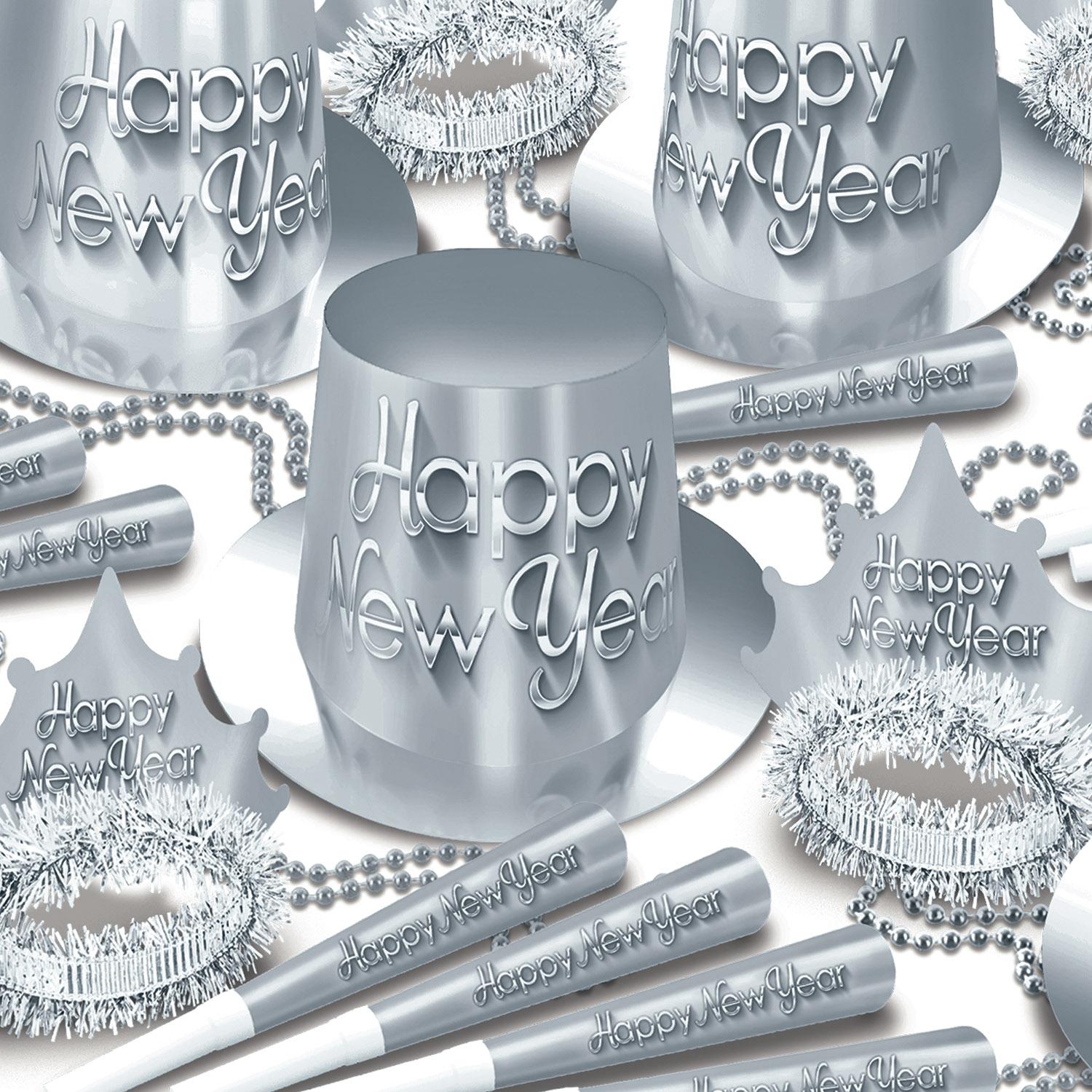 Beistle Silver New Year Party Kit for 50