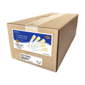 Beistle White New Year Gold Horns (100 per Box)