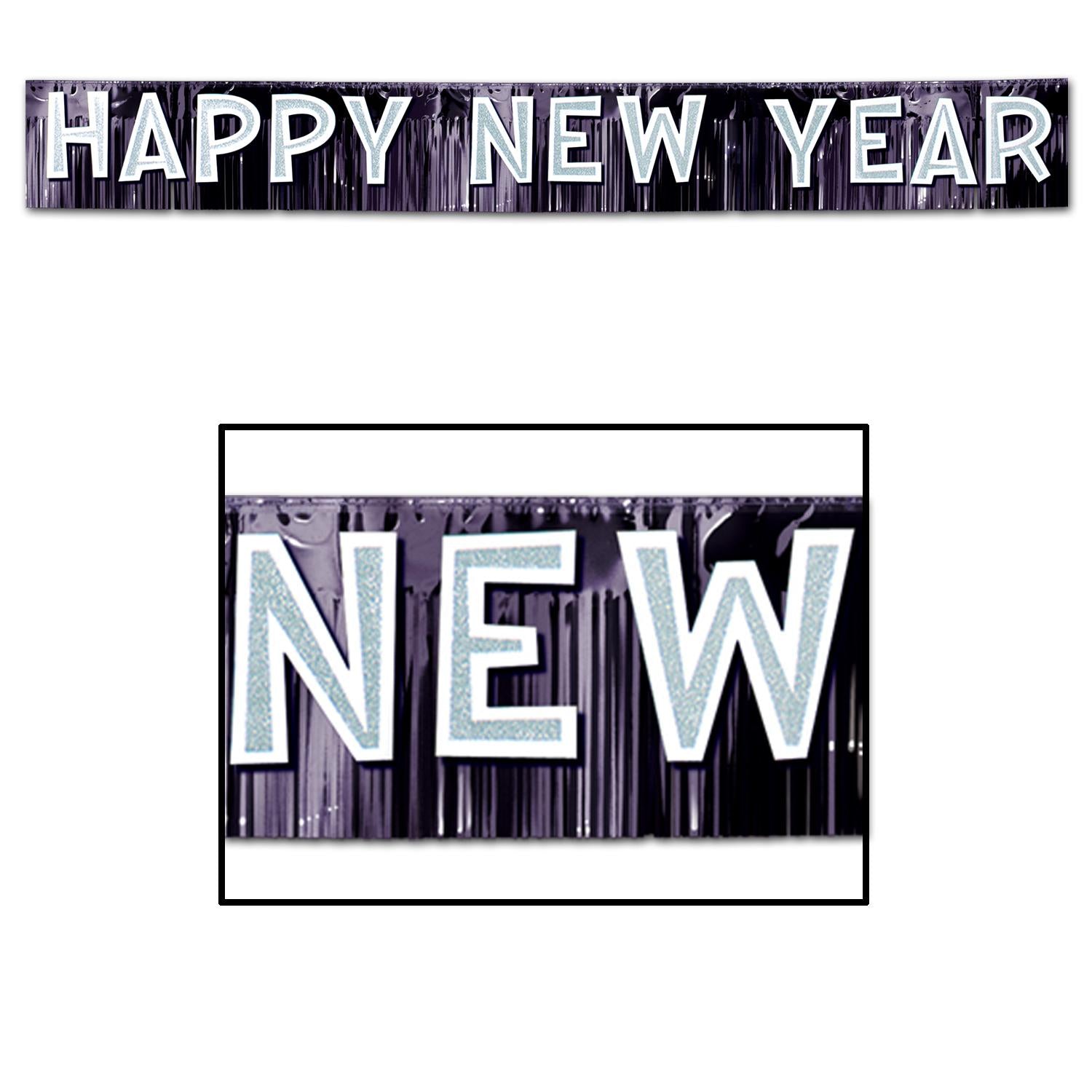 Beistle Metallic Happy New Year Banner- Black and Silver