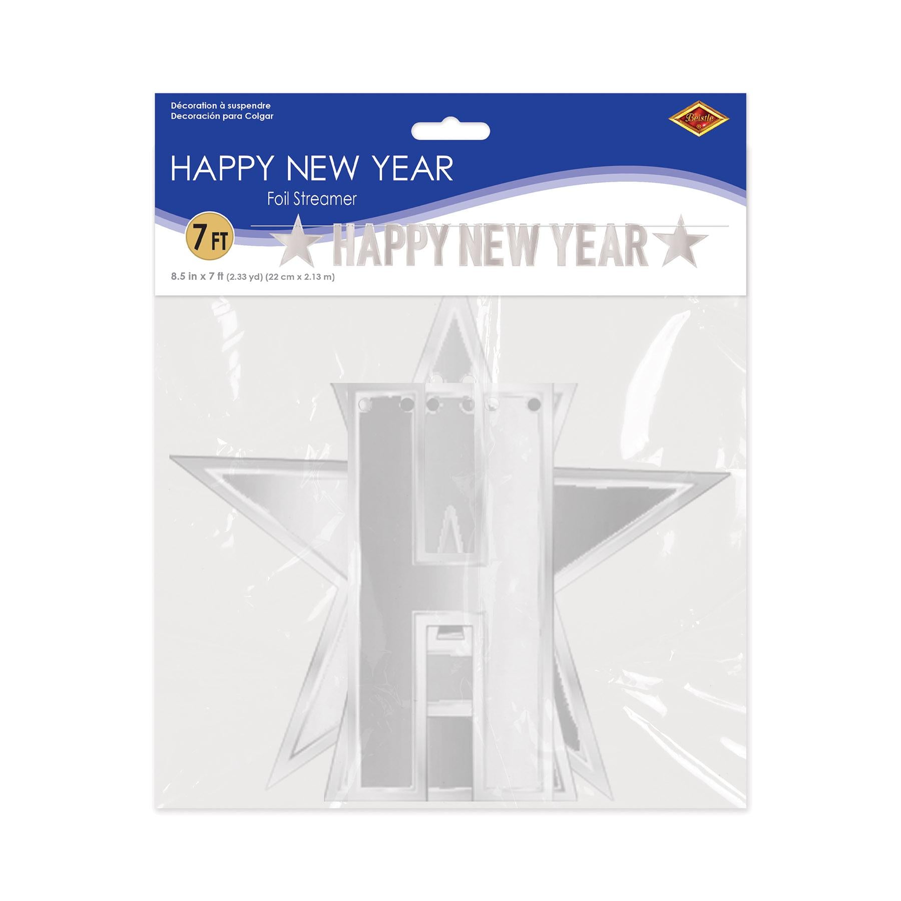 Beistle Foil Happy New Year Streamer Silver