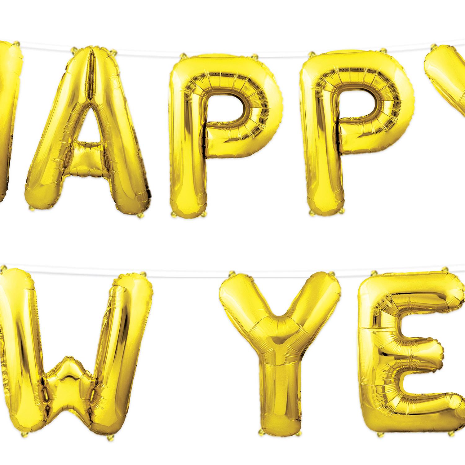 Beistle Happy New Year Balloon Streamer - Gold