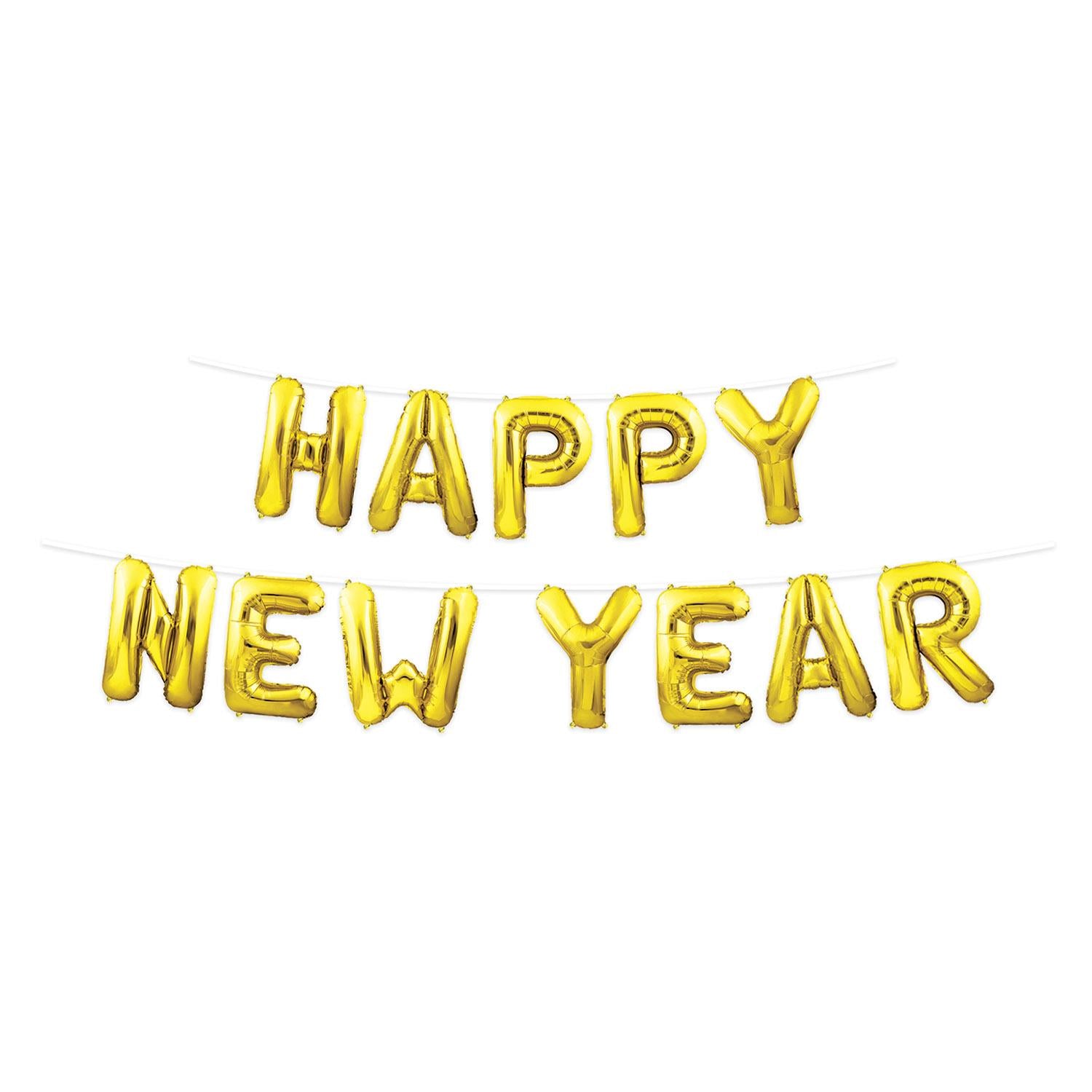 Beistle Happy New Year Balloon Streamer - Gold