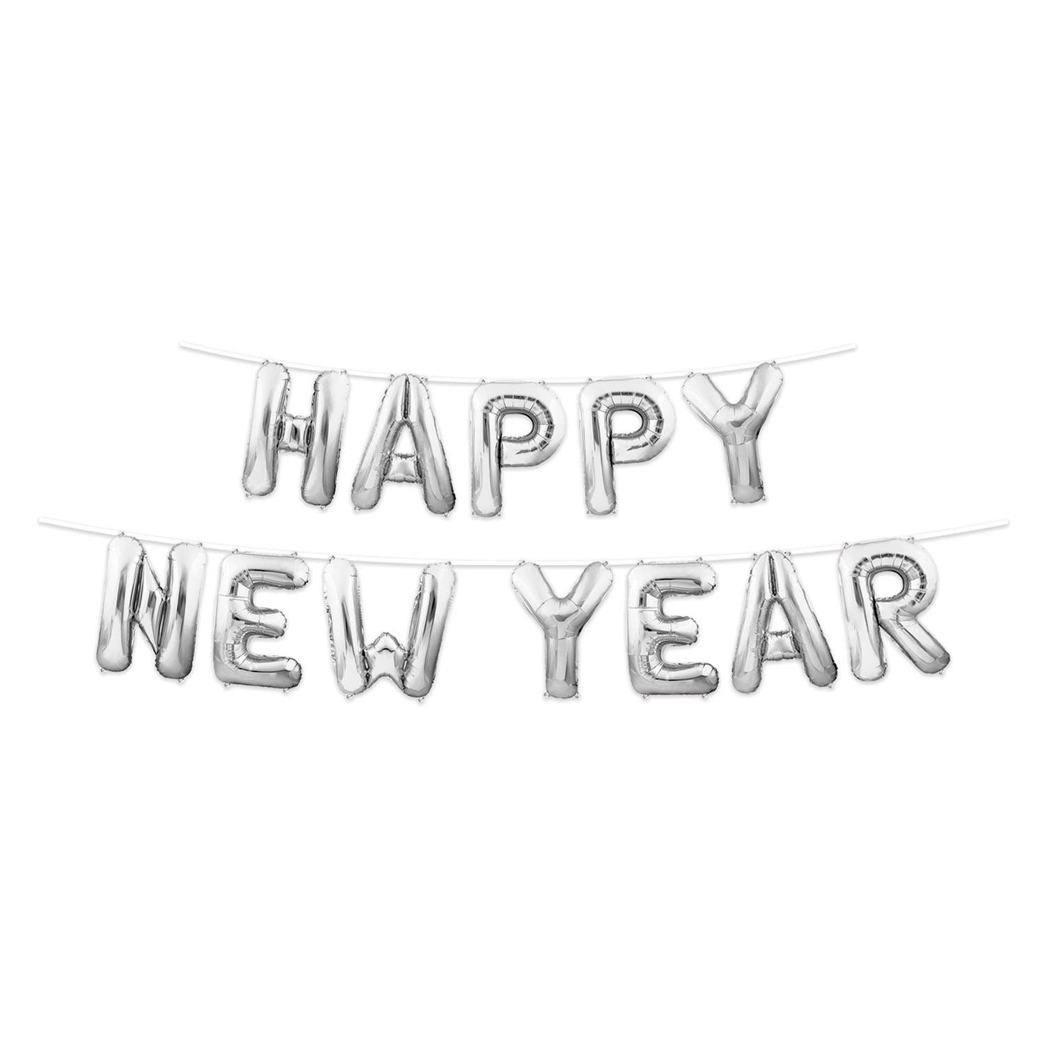 Beistle Happy New Year Balloon Streamer - Silver