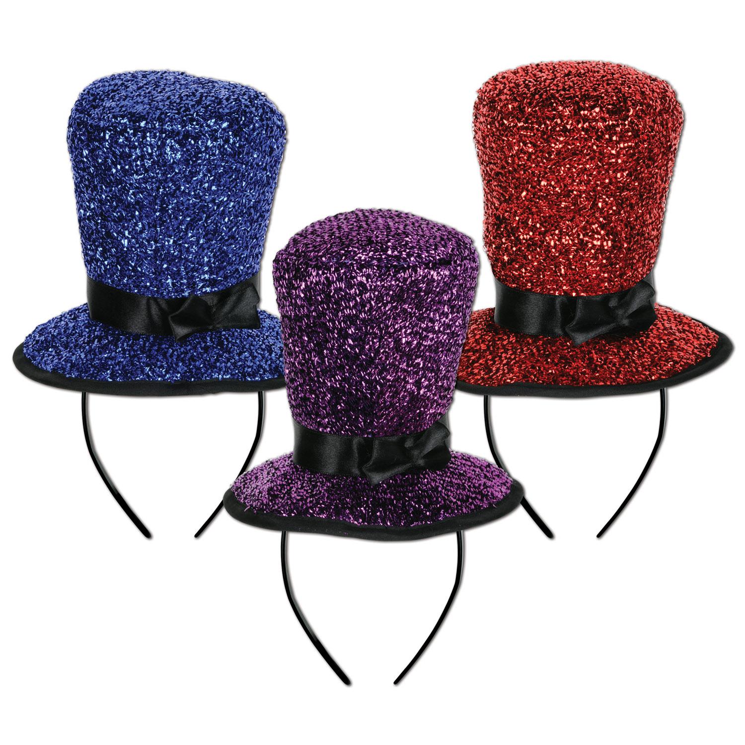 Beistle New Year's Eve Sparkling Top Hat Headbands