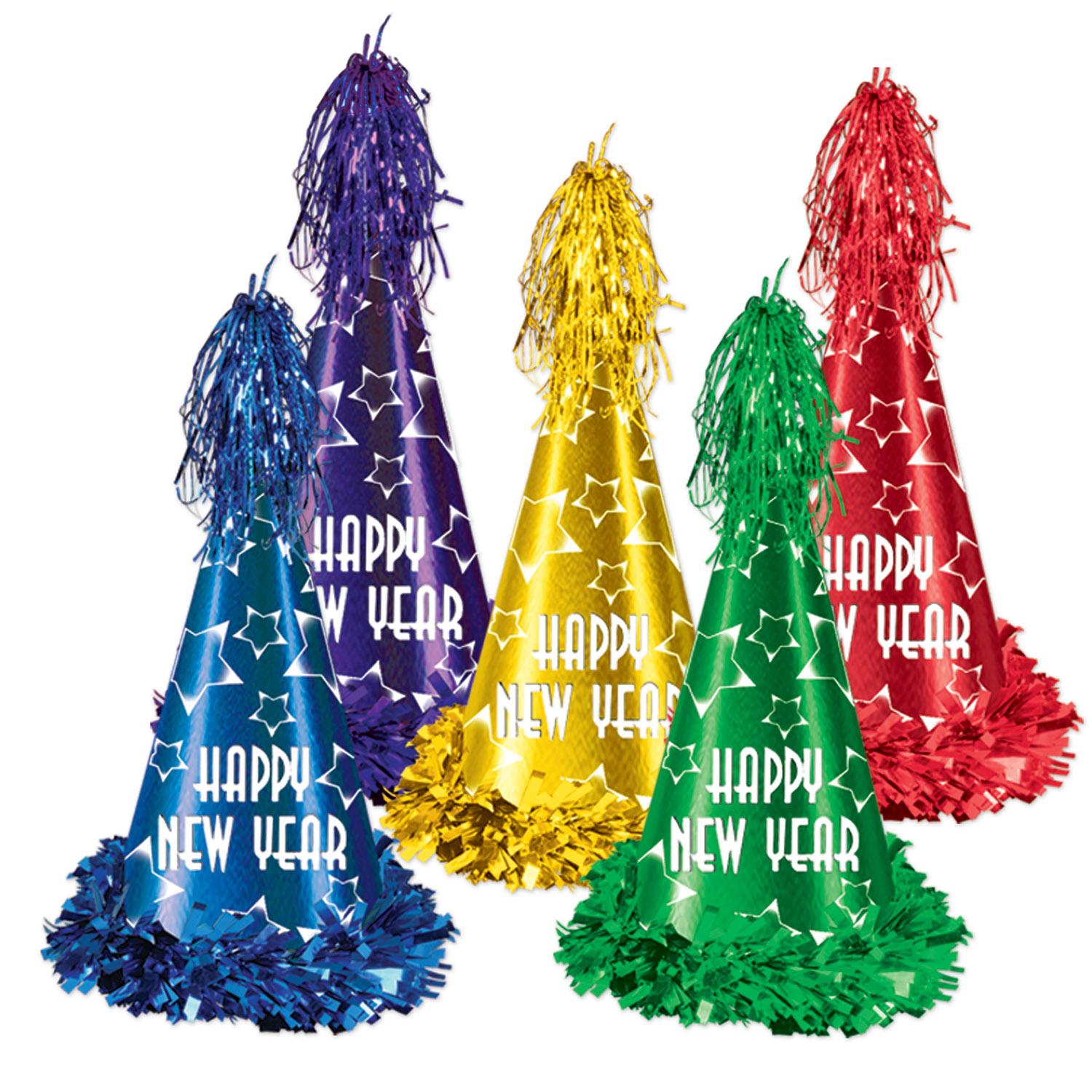 Beistle New Year's Eve Gem-Star Party Hats assorted colors