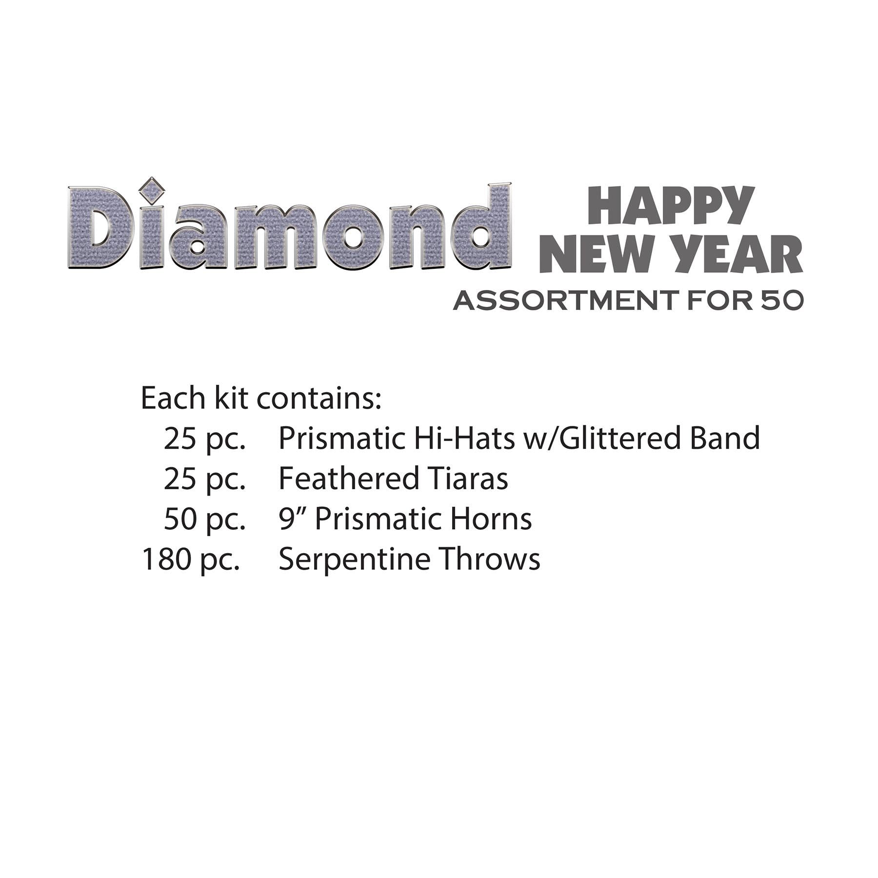 Diamond Happy New Year New Year's Eve Party Kit for 50 People